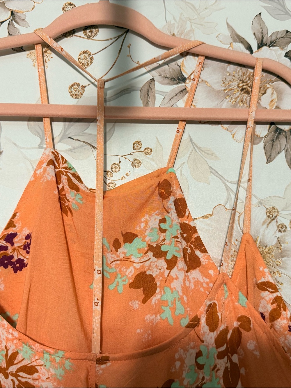 Free People Intimately Floral Tiered Spaghetti-Strap Midi Dress in Peach - Picture 6 of 6